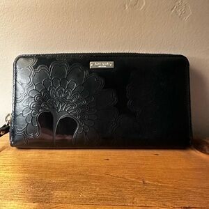 Kate Spade Black Floral Embossed Wallet